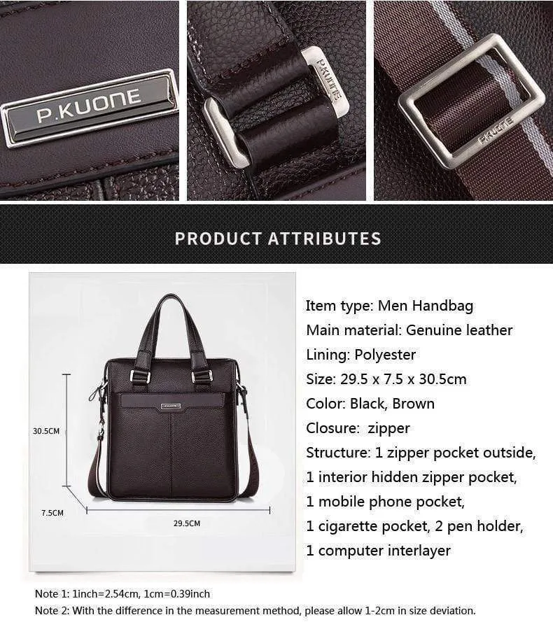 Herren Umhängetasche aus echtem Leder Mann Tasche Rindsleder Handtasche Casual Messenger Bags
