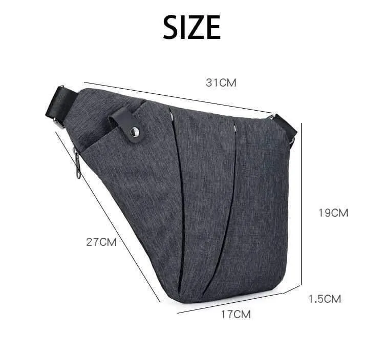 Anti-Diebstahl-Canvas Brusttasche Männer Sport Single Shoulder Reisetaschen Umhängetasche für Männer Black bolso hombre