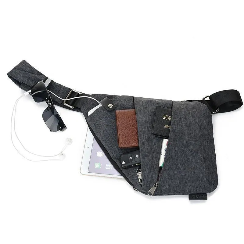 Anti-Diebstahl-Canvas Brusttasche Männer Sport Single Shoulder Reisetaschen Umhängetasche für Männer Black bolso hombre