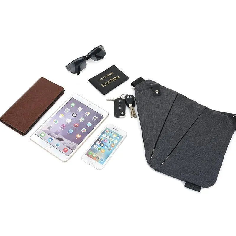 Anti-Diebstahl-Canvas Brusttasche Männer Sport Single Shoulder Reisetaschen Umhängetasche für Männer Black bolso hombre