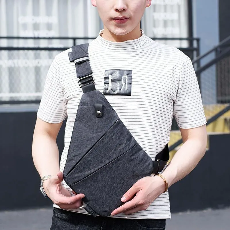 Anti-Diebstahl-Canvas Brusttasche Männer Sport Single Shoulder Reisetaschen Umhängetasche für Männer Black bolso hombre