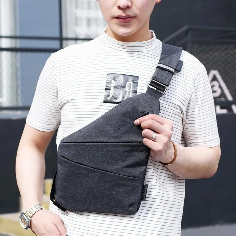 Anti-Diebstahl-Canvas Brusttasche Männer Sport Single Shoulder Reisetaschen Umhängetasche für Männer Black bolso hombre
