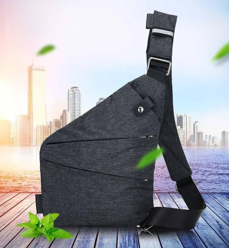 Anti-Diebstahl-Canvas Brusttasche Männer Sport Single Shoulder Reisetaschen Umhängetasche für Männer Black bolso hombre