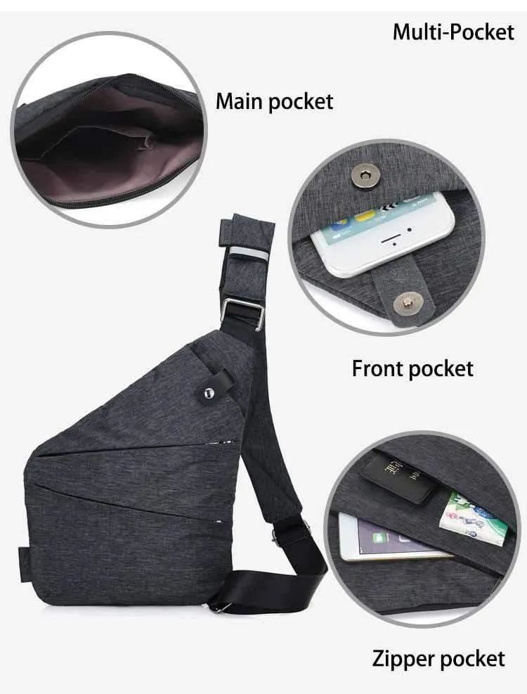 Anti-Diebstahl-Canvas Brusttasche Männer Sport Single Shoulder Reisetaschen Umhängetasche für Männer Black bolso hombre