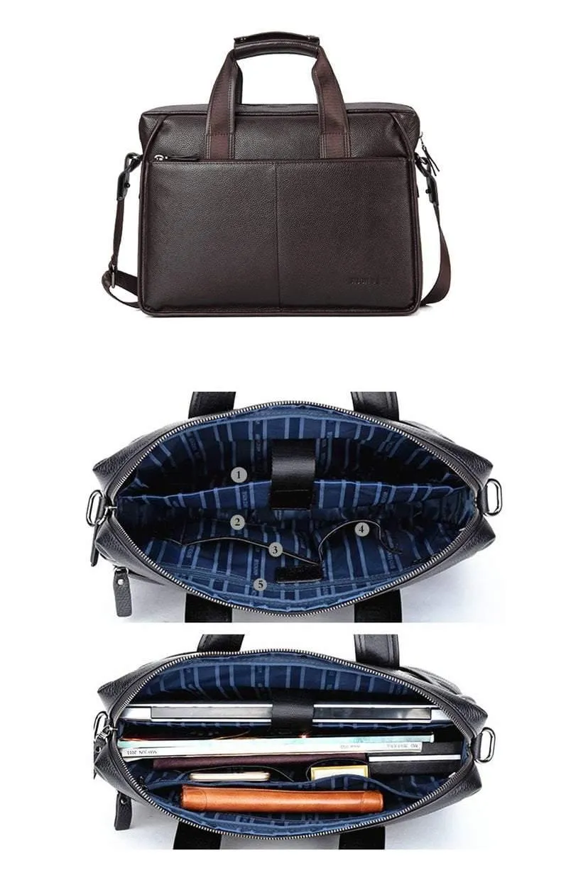 Leder Garantie Aktentasche Herren Tasche 14 Zoll Laptop Weiches Rindsleder Messenger Bag Handtasche Tasche Business