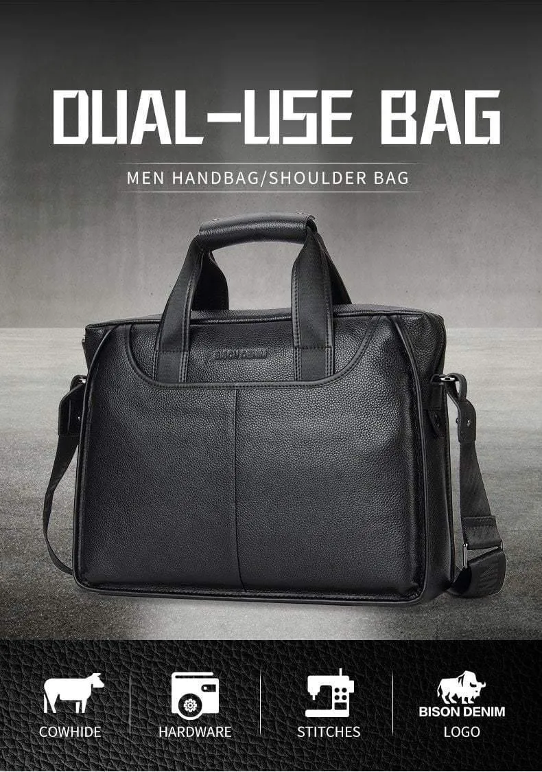 Leder Garantie Aktentasche Herren Tasche 14 Zoll Laptop Weiches Rindsleder Messenger Bag Handtasche Tasche Business
