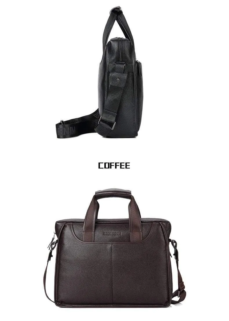 Leder Garantie Aktentasche Herren Tasche 14 Zoll Laptop Weiches Rindsleder Messenger Bag Handtasche Tasche Business