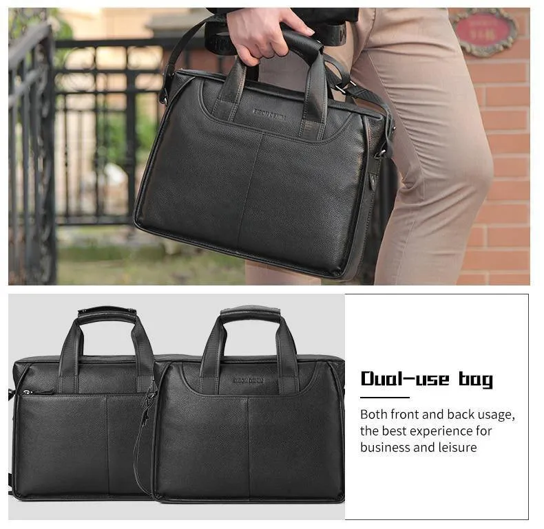 Leder Garantie Aktentasche Herren Tasche 14 Zoll Laptop Weiches Rindsleder Messenger Bag Handtasche Tasche Business
