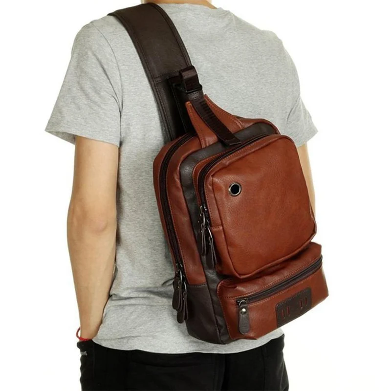 Herren Umhängetasche Vintage Herren Umhängetasche Herren Brusttasche Casual Fashion PU Leder Herren Messenger Bag