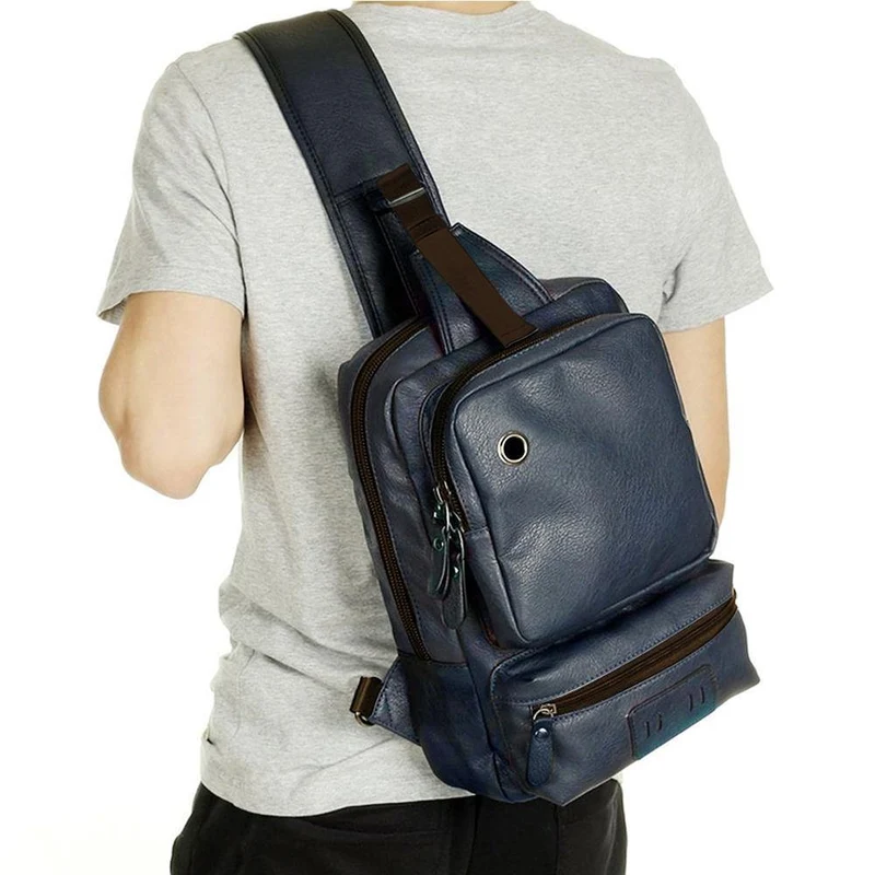 Herren Umhängetasche Vintage Herren Umhängetasche Herren Brusttasche Casual Fashion PU Leder Herren Messenger Bag
