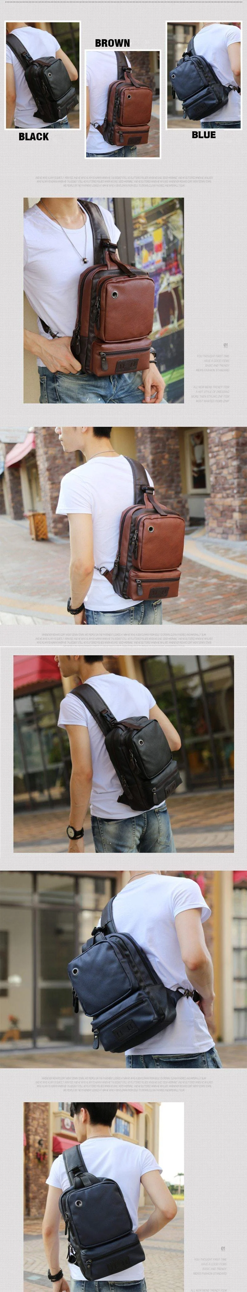 Herren Umhängetasche Vintage Herren Umhängetasche Herren Brusttasche Casual Fashion PU Leder Herren Messenger Bag