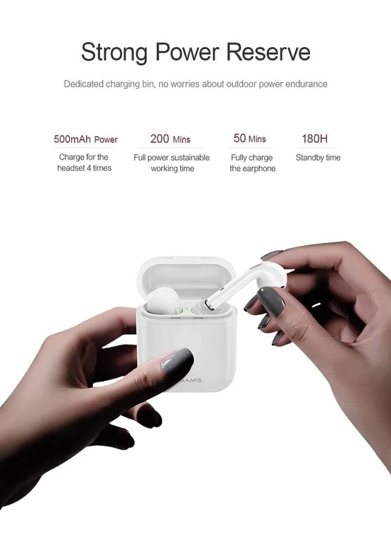 TWS Kabelloses Bluetooth-Kopfhörer-Headset für iPhone Xs Max XR 7 8, USAMS Bluetooth-Kopfhörer für Samsung Xiaomi mit Ladebox