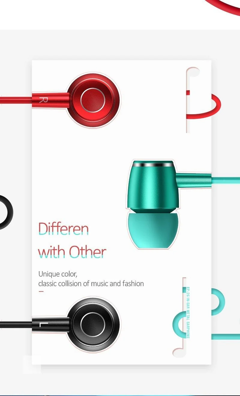 EP-26 Tiffany Blue In-Ear-Ohrhörer aus Metall, USAMS 3.5 mm Hifi-Ohrhörer, Bass-Kopfhörer, Stereo-Headset, In-Ear-Kopfhörer mit Kabel und Mikrofon
