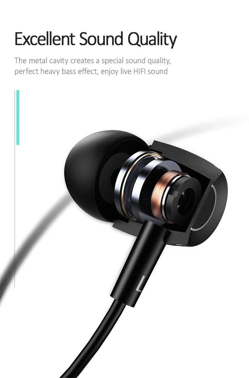 EP-26 Tiffany Blue In-Ear-Ohrhörer aus Metall, USAMS 3.5 mm Hifi-Ohrhörer, Bass-Kopfhörer, Stereo-Headset, In-Ear-Kopfhörer mit Kabel und Mikrofon