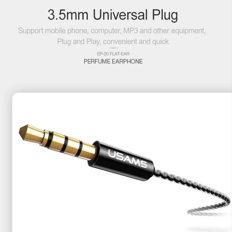 In-Ear-Parfüm-Ohrhörer USAMS EP-20 Stereo-Headset 3.5 mm In-Ear-Kopfhörer mit Kabel und Mikrofon Aromatherapie