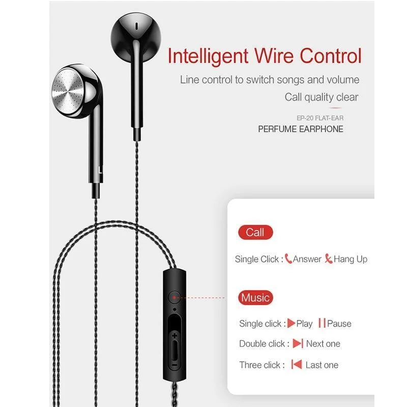 In-Ear-Parfüm-Ohrhörer USAMS EP-20 Stereo-Headset 3.5 mm In-Ear-Kopfhörer mit Kabel und Mikrofon Aromatherapie