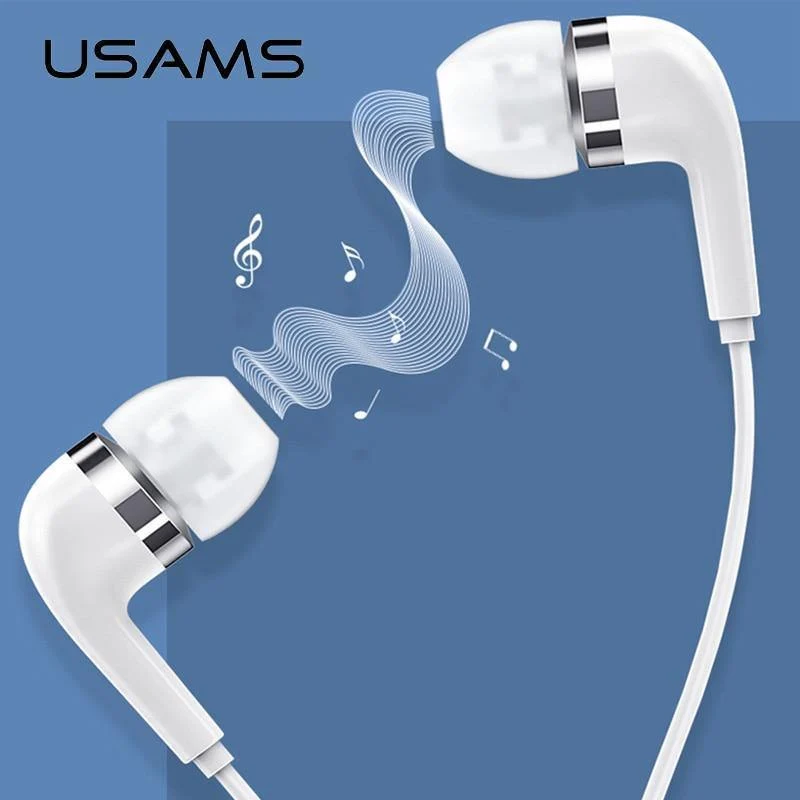 Hifi-Ohrhörer In-Ear 3.5 mm Original USAMS AUX mit Mikrofonkabelsteuerung für iPhone Xiaomi Mobiltelefon MP3-Kopfhörer