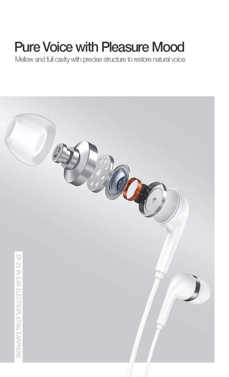 Hifi-Ohrhörer In-Ear 3.5 mm Original USAMS AUX mit Mikrofonkabelsteuerung für iPhone Xiaomi Mobiltelefon MP3-Kopfhörer