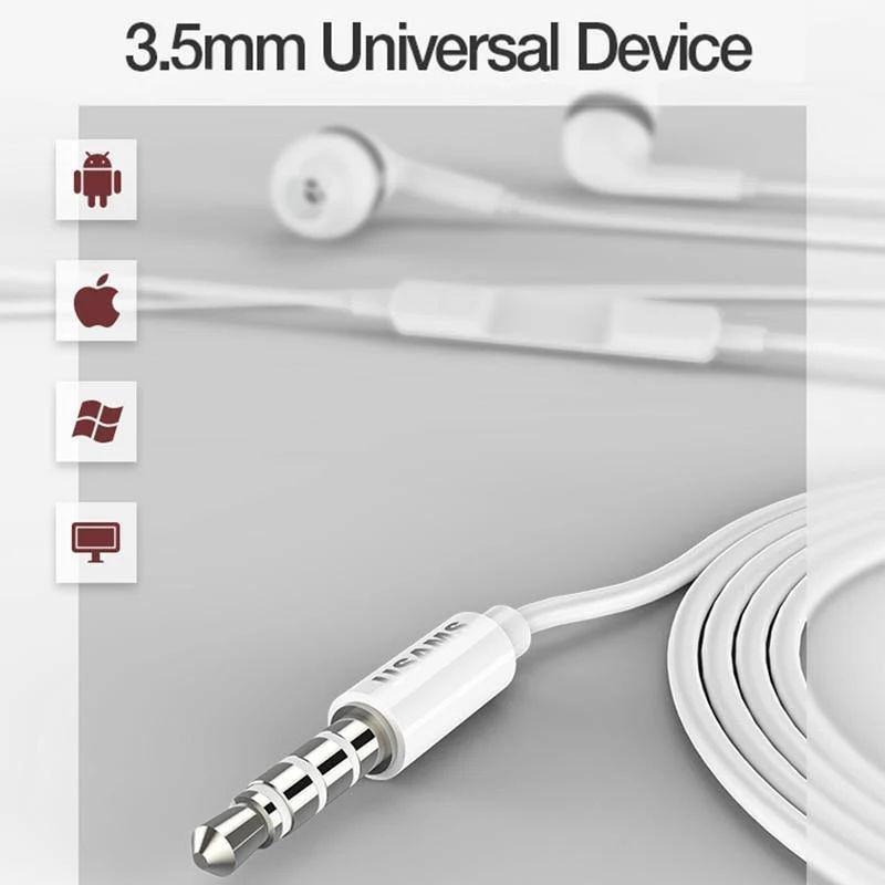 Hifi-Ohrhörer In-Ear 3.5 mm Original USAMS AUX mit Mikrofonkabelsteuerung für iPhone Xiaomi Mobiltelefon MP3-Kopfhörer