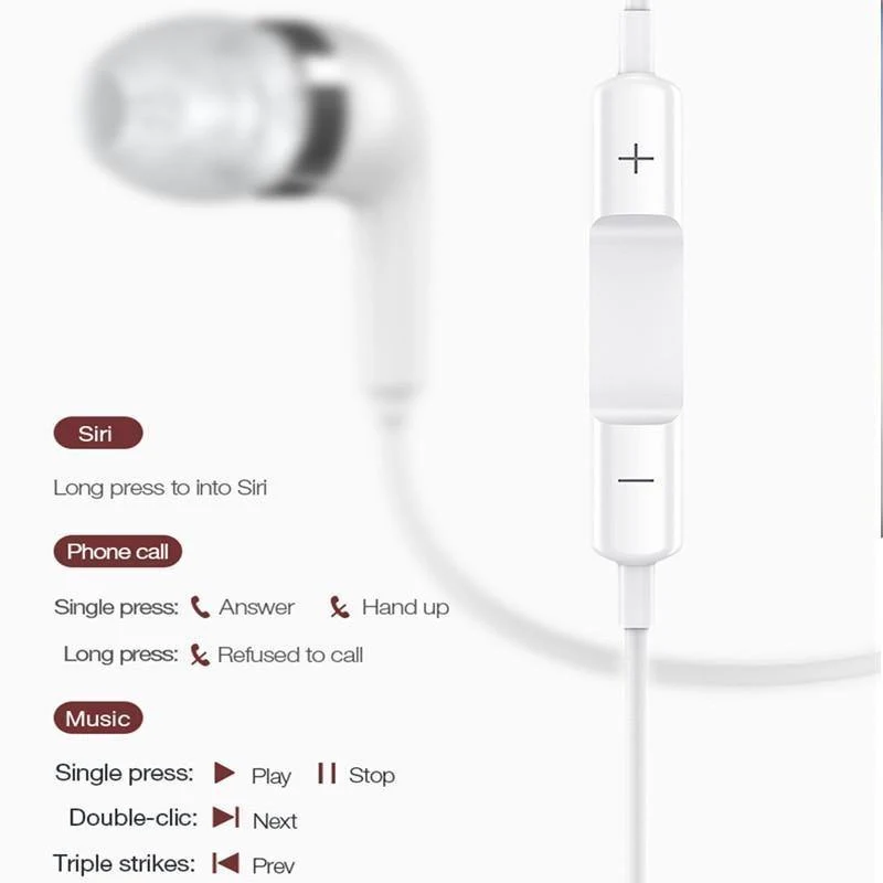 Hifi-Ohrhörer In-Ear 3.5 mm Original USAMS AUX mit Mikrofonkabelsteuerung für iPhone Xiaomi Mobiltelefon MP3-Kopfhörer