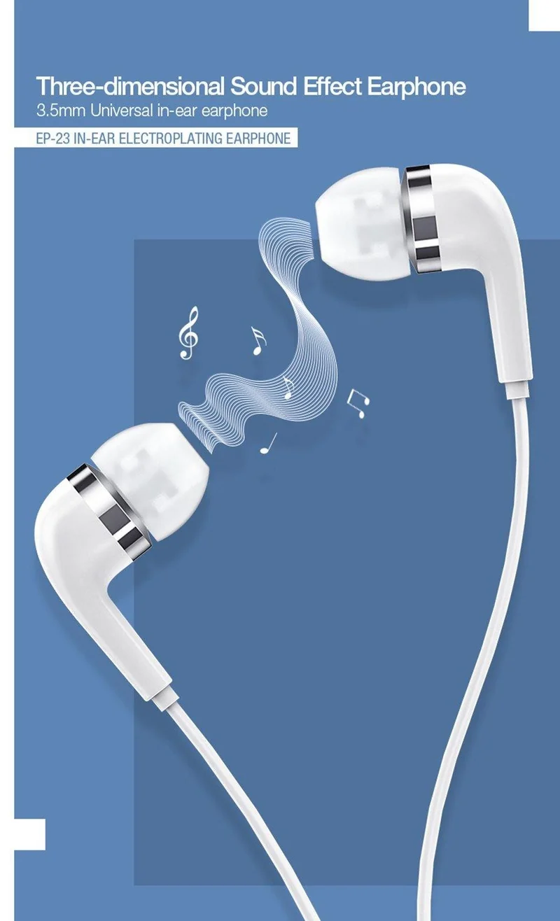 Hifi-Ohrhörer In-Ear 3.5 mm Original USAMS AUX mit Mikrofonkabelsteuerung für iPhone Xiaomi Mobiltelefon MP3-Kopfhörer