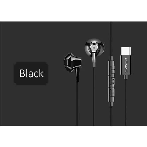 USAMS Metall Typ C In-Ear-Kopfhörer Hochwertiges Hifi-Stereo-Headset Mikrofon Kabelgebundener In-Ear-Kopfhörer Typ C für Samsung Huawei LG