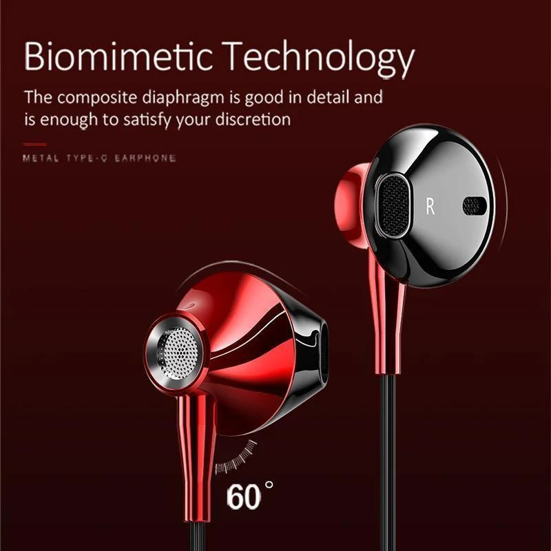 USAMS Metall Typ C In-Ear-Kopfhörer Hochwertiges Hifi-Stereo-Headset Mikrofon Kabelgebundener In-Ear-Kopfhörer Typ C für Samsung Huawei LG