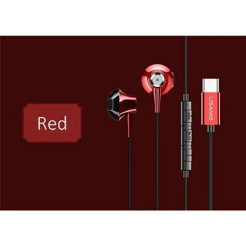 USAMS Metall Typ C In-Ear-Kopfhörer Hochwertiges Hifi-Stereo-Headset Mikrofon Kabelgebundener In-Ear-Kopfhörer Typ C für Samsung Huawei LG