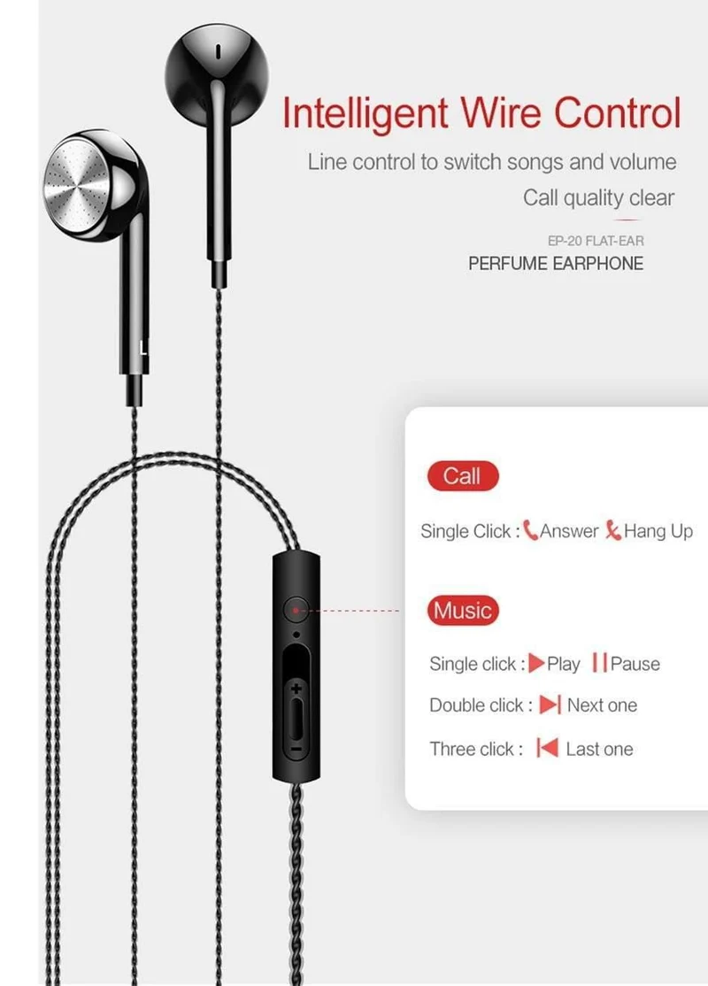 USAMS In-Ear-Parfüm-Ohrhörer Stereo-Headset 3.5-mm-In-Ear-Kopfhörer mit Mikrofon Aromatherapie für Mobiltelefone EP-20