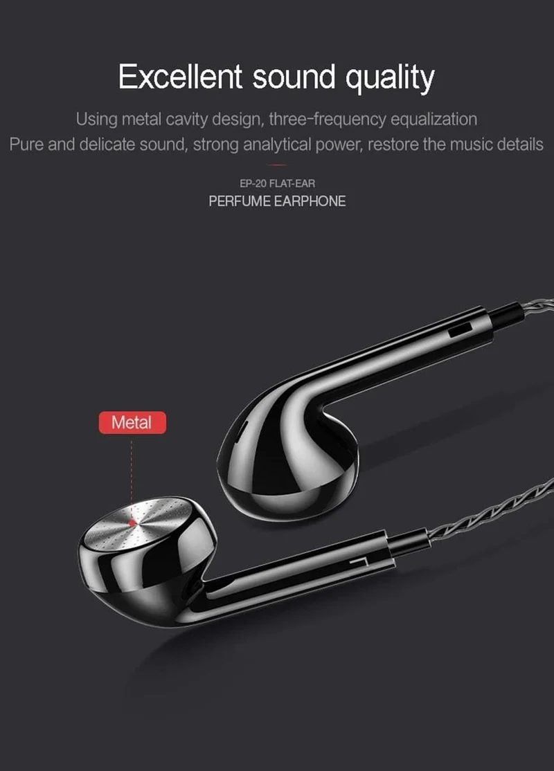 USAMS In-Ear-Parfüm-Ohrhörer Stereo-Headset 3.5-mm-In-Ear-Kopfhörer mit Mikrofon Aromatherapie für Mobiltelefone EP-20