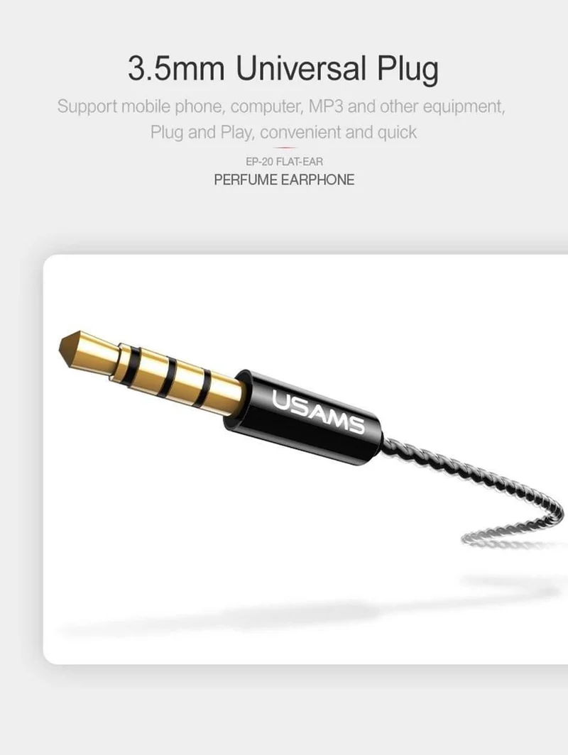USAMS In-Ear-Parfüm-Ohrhörer Stereo-Headset 3.5-mm-In-Ear-Kopfhörer mit Mikrofon Aromatherapie für Mobiltelefone EP-20