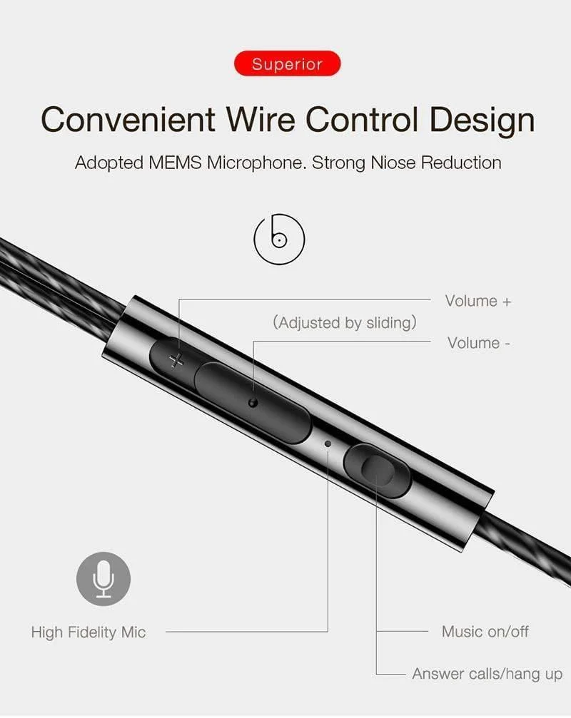 CAFELE Professioneller In-Ear-Kopfhörer mit Kabel, High-Fidelity-Klangqualität, Metall, schwerer Bass, Musik, kabelgebundener Kopfhörer für Telefon