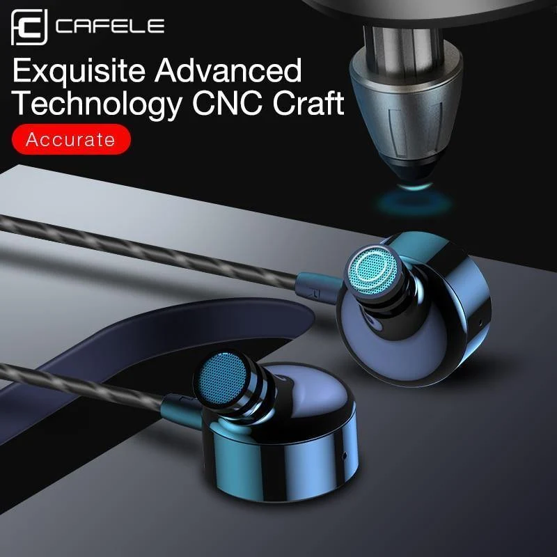CAFELE Professioneller In-Ear-Kopfhörer mit Kabel, High-Fidelity-Klangqualität, Metall, schwerer Bass, Musik, kabelgebundener Kopfhörer für Telefon
