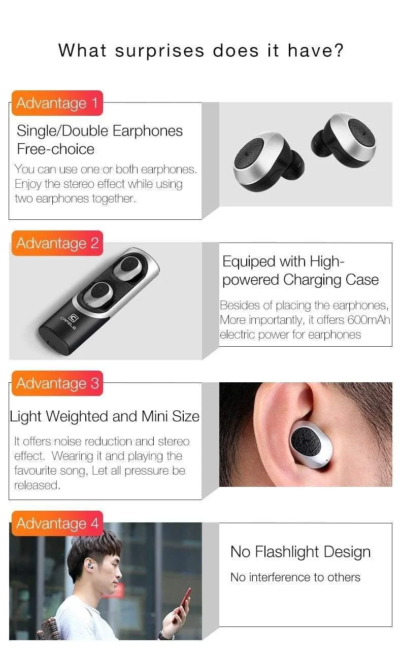 CAFELE In-Ear Bluetooth-Kopfhörer Drahtlose Ohrhörer Metall Heavy Bass Business-Kopfhörer High-Fidelity-Klangqualität für Sportmusik