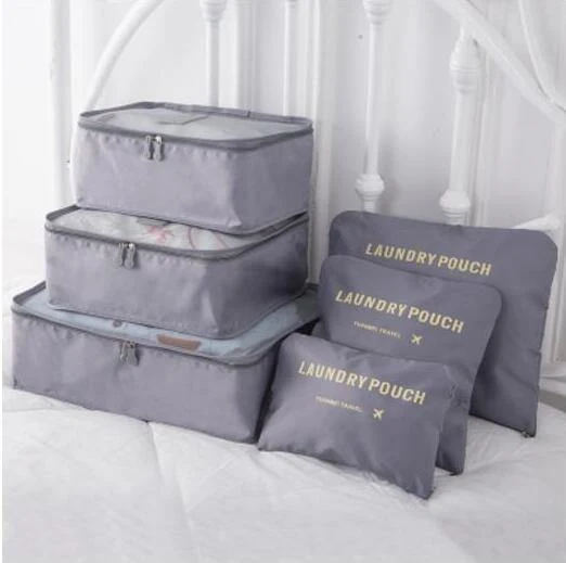 Nylon-Verpackungswürfel, Reisetaschensystem, langlebig, 6-teiliges Set, große Kapazität an Taschen, Unisex, Kleidung, Sortierung, Organisieren, Großhandel