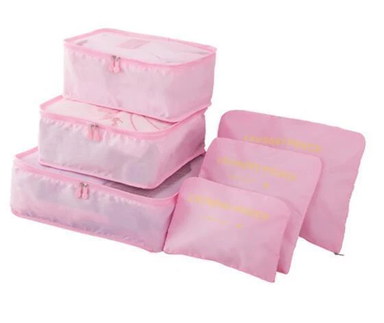 Nylon-Verpackungswürfel, Reisetaschensystem, langlebig, 6-teiliges Set, große Kapazität an Taschen, Unisex, Kleidung, Sortierung, Organisieren, Großhandel