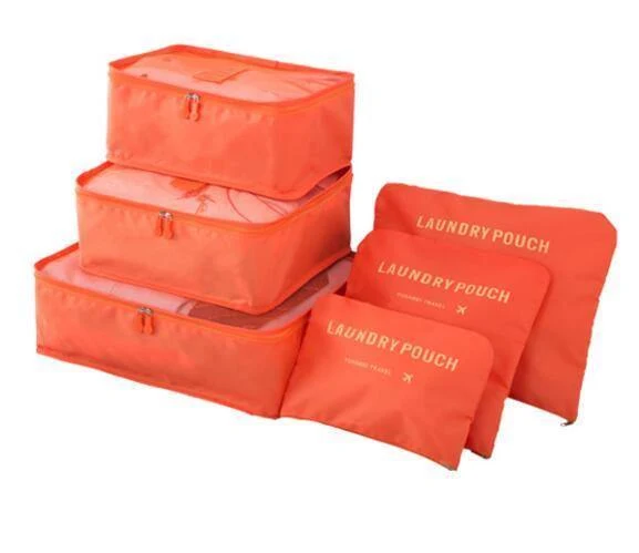 6pcs / set Männer und Frauen Gepäck Reisetaschen Verpackung Würfel Veranstalter Mode Doppel Reißverschluss Wasserdichte Polyester Tasche Großhandel