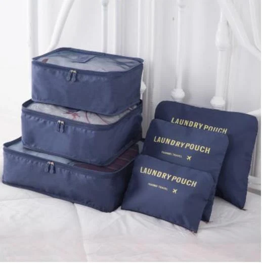 6pcs / set Männer und Frauen Gepäck Reisetaschen Verpackung Würfel Veranstalter Mode Doppel Reißverschluss Wasserdichte Polyester Tasche Großhandel