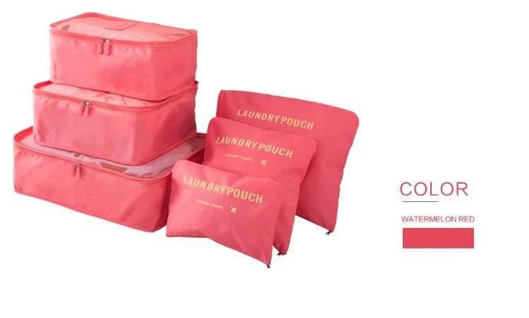 6pcs / set Männer und Frauen Gepäck Reisetaschen Verpackung Würfel Veranstalter Mode Doppel Reißverschluss Wasserdichte Polyester Tasche Großhandel