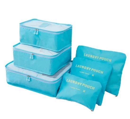 6pcs / set Männer und Frauen Gepäck Reisetaschen Verpackung Würfel Veranstalter Mode Doppel Reißverschluss Wasserdichte Polyester Tasche Großhandel