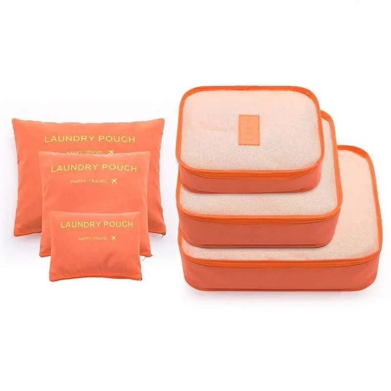 6 Teile/satz Mode Große Kapazität Zipper Nylon Wasserdichte Frauen Reisetasche Gepäck Organizer Verpackung Tasche Cube Männer Reise Tasche