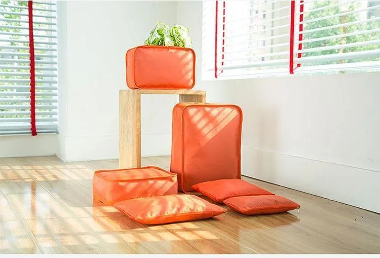6 Teile/satz Mode Große Kapazität Zipper Nylon Wasserdichte Frauen Reisetasche Gepäck Organizer Verpackung Tasche Cube Männer Reise Tasche