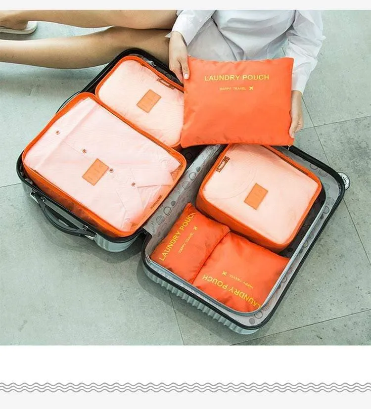 6 Teile/satz Mode Große Kapazität Zipper Nylon Wasserdichte Frauen Reisetasche Gepäck Organizer Verpackung Tasche Cube Männer Reise Tasche