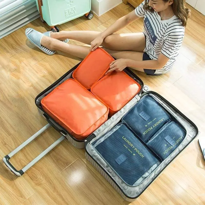 6 Teile/satz Mode Große Kapazität Zipper Nylon Wasserdichte Frauen Reisetasche Gepäck Organizer Verpackung Tasche Cube Männer Reise Tasche