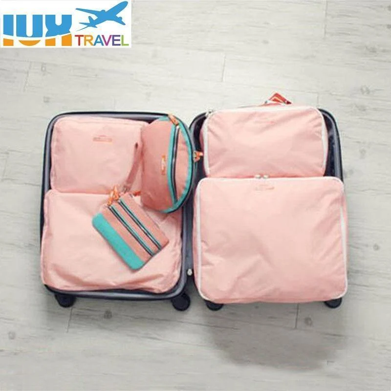 5PCS Set Mode Kleidung Organizer Reisetasche Große Kapazität Tasche Frauen Falttasche Unisex Gepäck Reisen Handtasche maßgeschneidert
