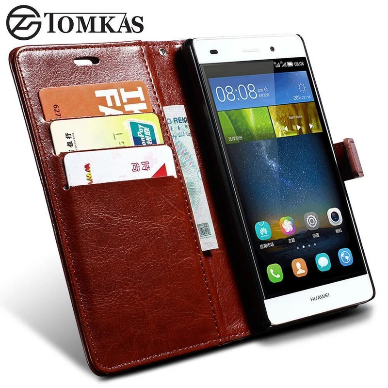 TOMKAS Brieftasche Ledertasche für Huawei P8 Lite 2015 Flip Cover Coque Telefonhüllen für Huawei P8 Lite 2015 mit Kartenhalter