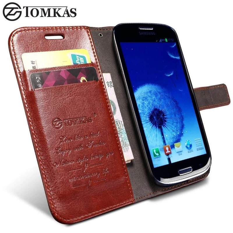 TOMKAS S3 Brieftasche PU Ledertasche Für Samsung Galaxy S3 i9300 Luxus Telefon Abdeckung Fällen KickStand Design mit Karte Halter