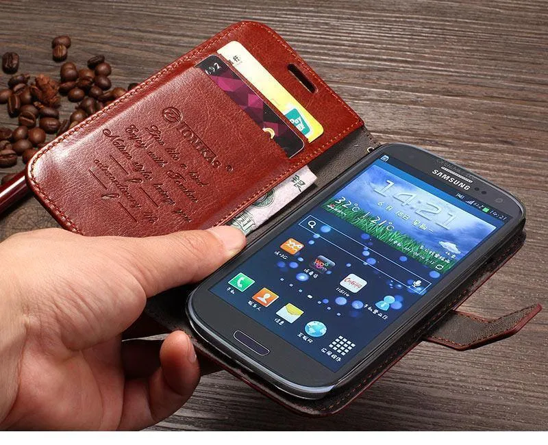 TOMKAS S3 Brieftasche PU Ledertasche Für Samsung Galaxy S3 i9300 Luxus Telefon Abdeckung Fällen KickStand Design mit Karte Halter