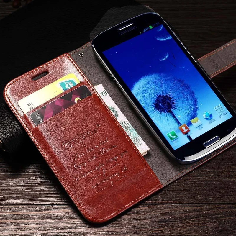 TOMKAS S3 Brieftasche PU Ledertasche Für Samsung Galaxy S3 i9300 Luxus Telefon Abdeckung Fällen KickStand Design mit Karte Halter