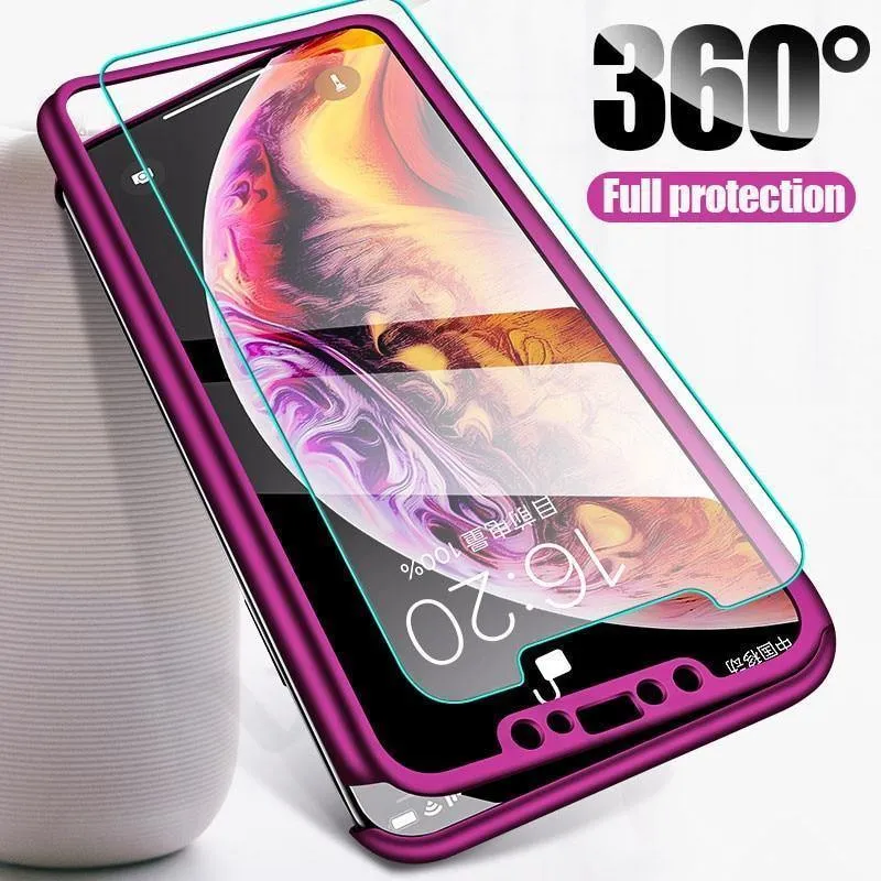 ZNP 360 Grad Stoßfeste Hülle für iPhone X XR XS Max 8 7 6 6s Plus Volle Abdeckung Telefonhülle für iPhone 6 6s 7 8 Hüllen mit Glas